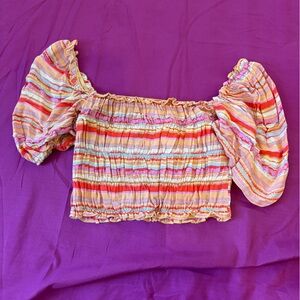 Striped Colorful Puff sleeve Top